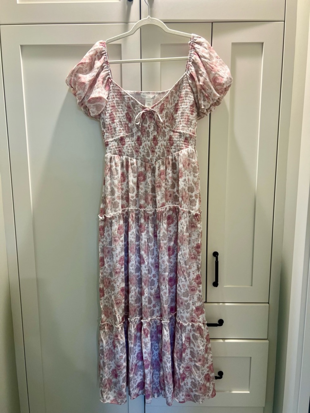 Altar'd State Pink Floral Maxi Dress with Puff Sleeves - Picture 2 of 8